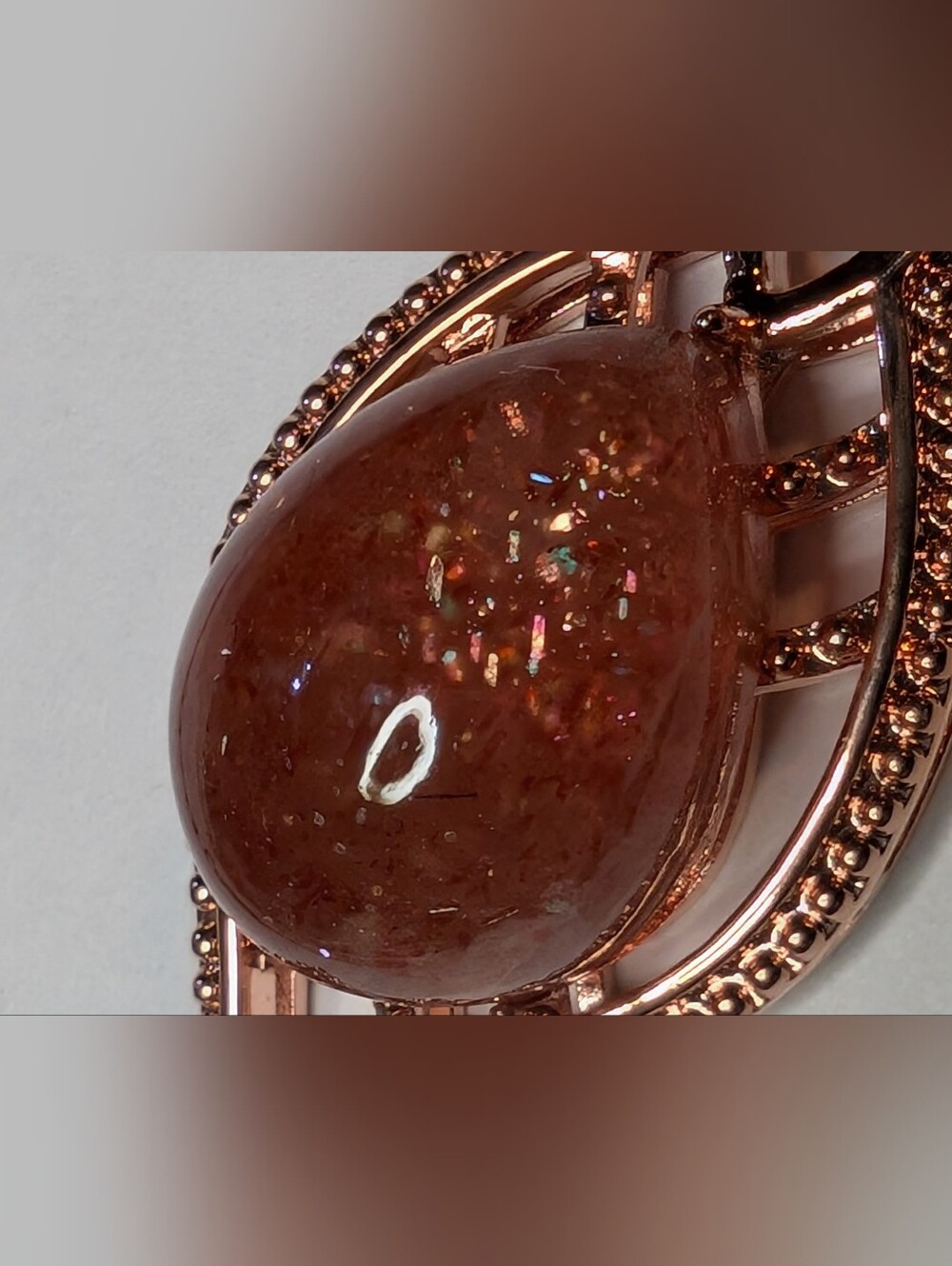 Copper Sunstone Pendant With Chain - Picture 2 of 7